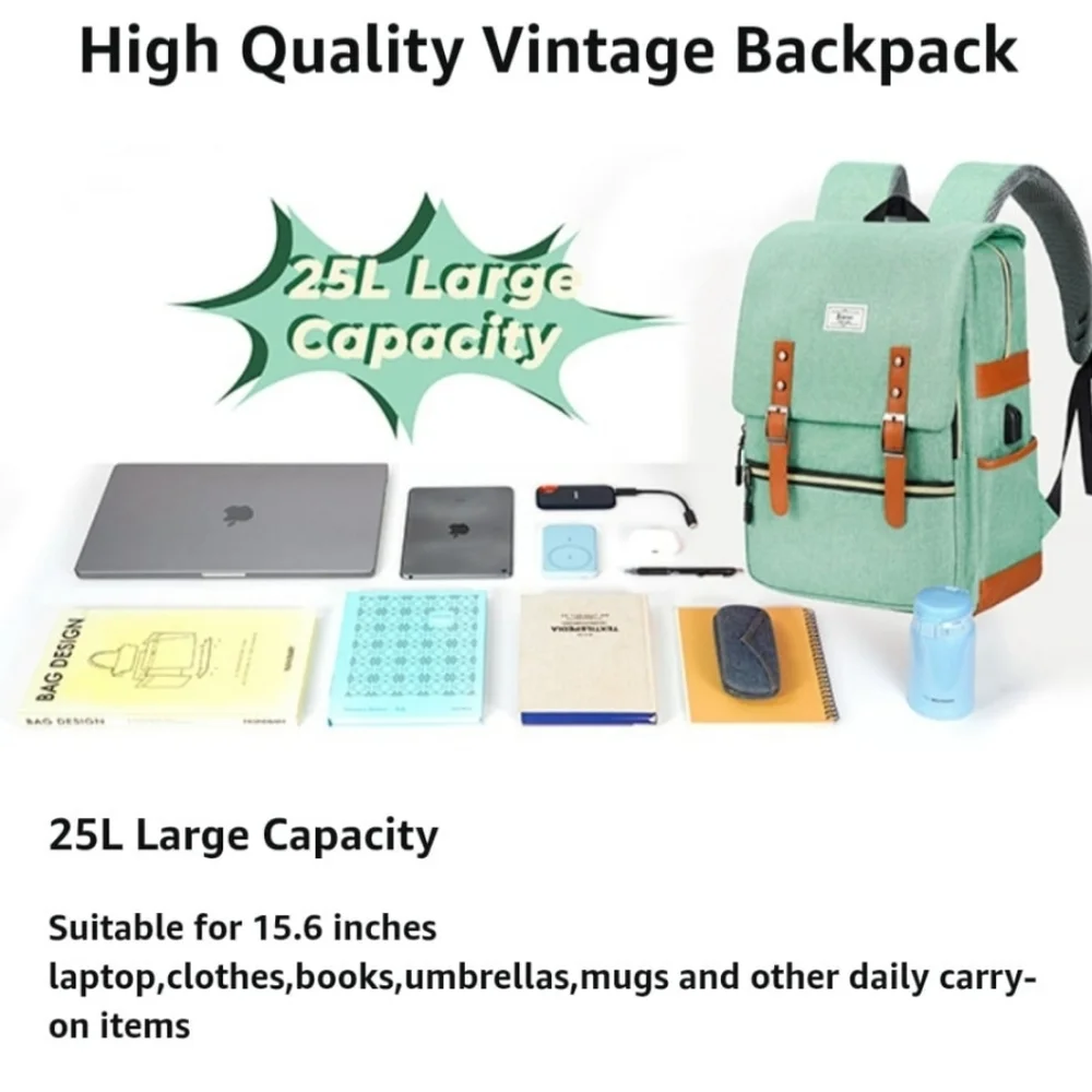 Vintage style laptop travel backpack